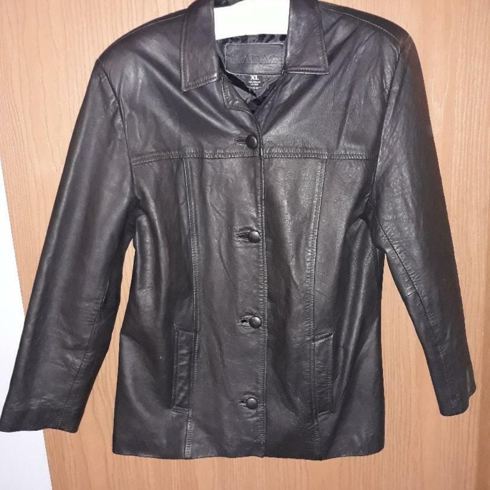 Women's MAPAZ Black Leather Jacket Size XL